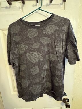 Harley-Davidson Charcoal Gray Logo Allover Short Sleeve Tee